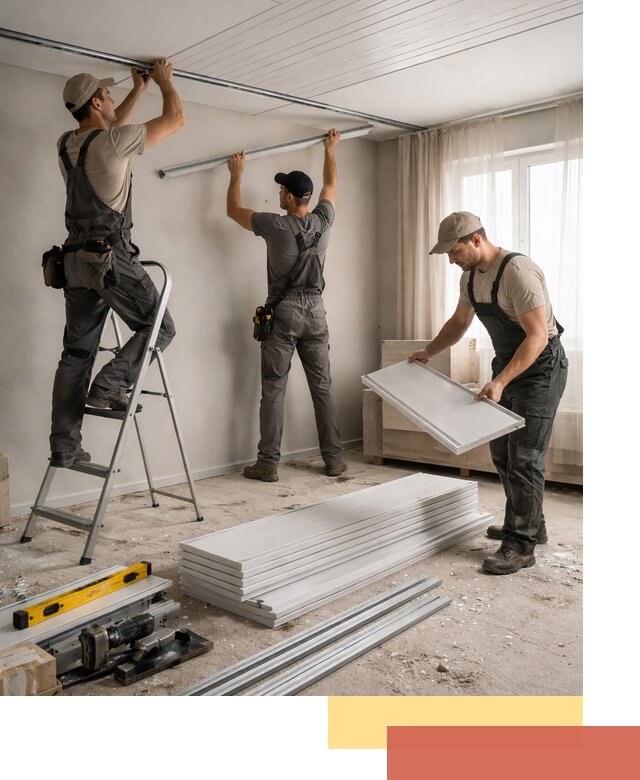 Монтаж потолка из ПВХ панелей в Нягани оперативно и качественно