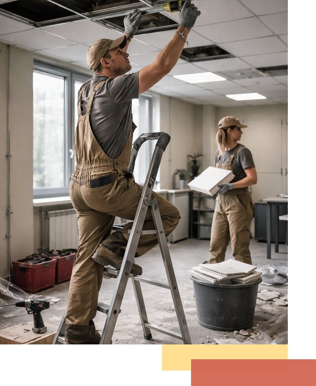 Ремонт потолка Армстронг и замена плит в Нягани