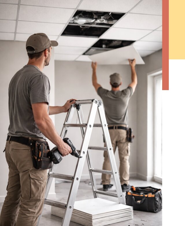 Обслуживание подвесного потолка в Нягани от 3565 руб. — быстро и недорого | ОТДЕЛОЧНИК-Нга