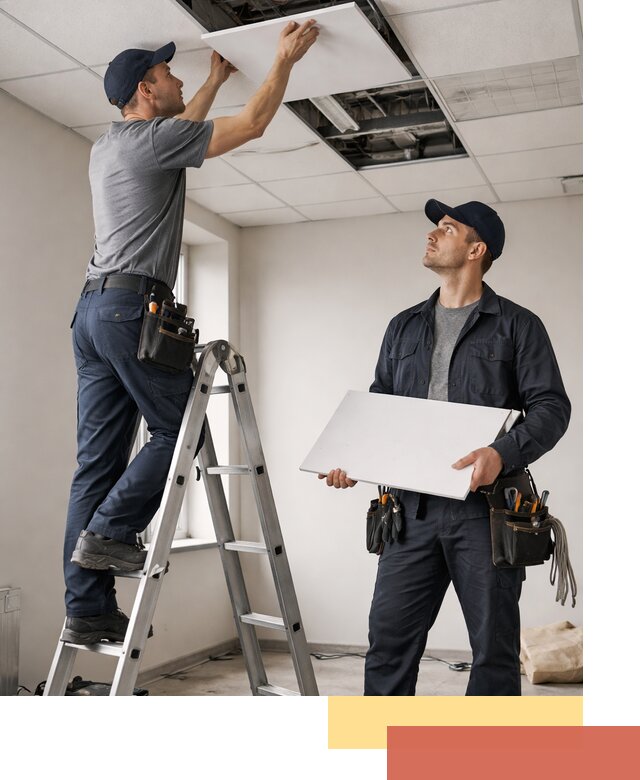 Обслуживание подвесного потолка в Нягани — ремонт и чистка