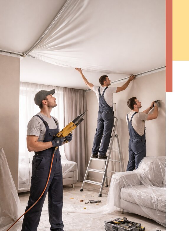 Установка натяжного потолка в Нягани от 4584 руб. | Быстро и недорого — ОТДЕЛОЧНИК-Нга