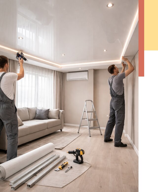 Монтаж глянцевого натяжного потолка в Нягани от 764 руб. под ключ | ОТДЕЛОЧНИК-Нга