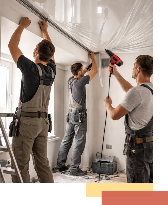 Монтаж глянцевого натяжного потолка в Нягани быстро и качественно