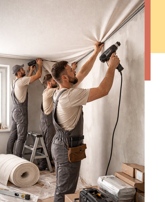 Монтаж фактурного натяжного потолка в Нягани от 764 руб. — ОТДЕЛОЧНИК-Нга