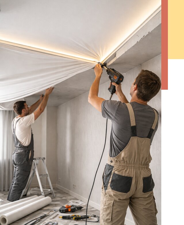 Монтаж натяжного потолка с подсветкой в Нягани от 968 руб. | ОТДЕЛОЧНИК-Нга