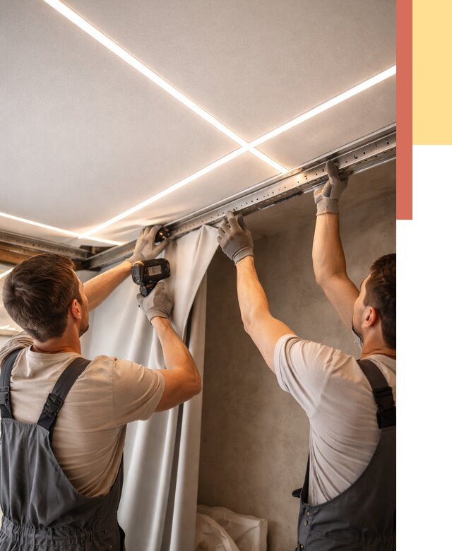 Монтаж натяжного потолка со световыми линиями в Нягани от 1222 руб. | ОТДЕЛОЧНИК-Нга