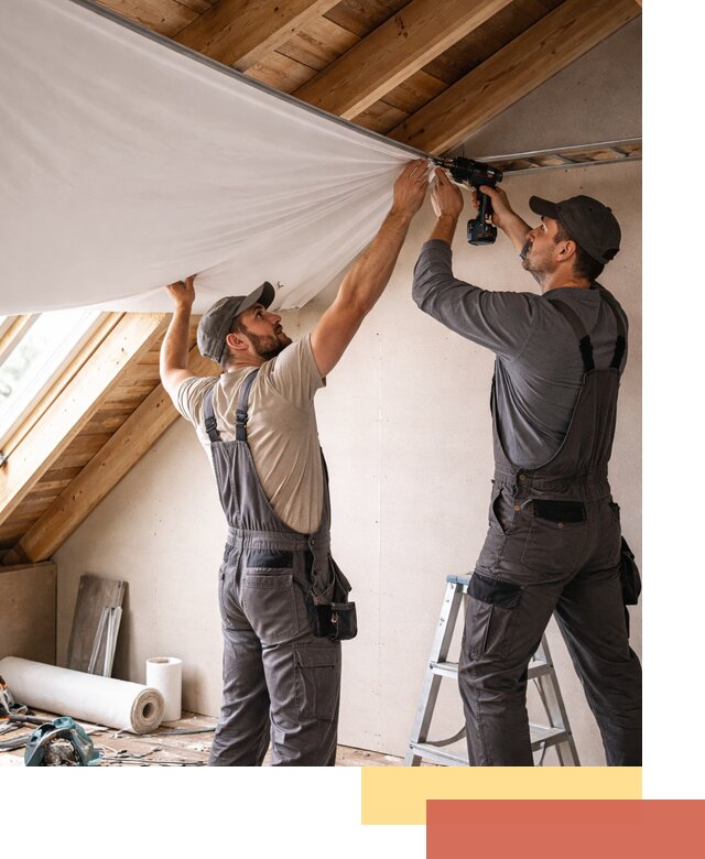 Монтаж натяжного потолка в мансарде в Нягани