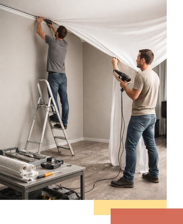 Монтаж натяжного потолка в студии в Нягани