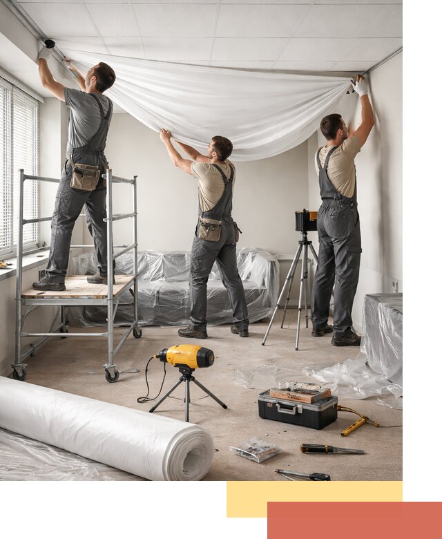 Монтаж натяжного потолка в офисе в Нягани