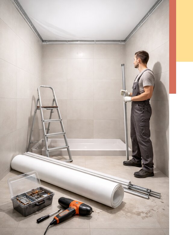 Монтаж натяжного потолка в санузле в Нягани от 1884 руб. — ОТДЕЛОЧНИК-Нга