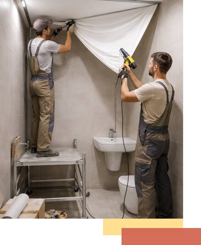 Монтаж натяжного потолка в санузле в Нягани