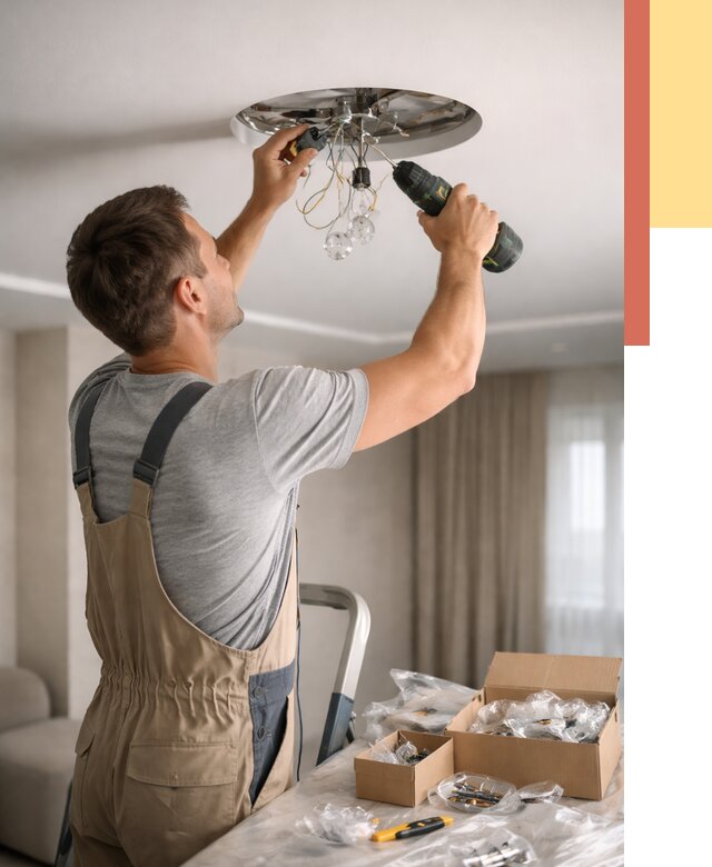 Установка люстры в натяжной потолок в Нягани от 1222 руб. | Быстро и недорого — ОТДЕЛОЧНИК-Нга