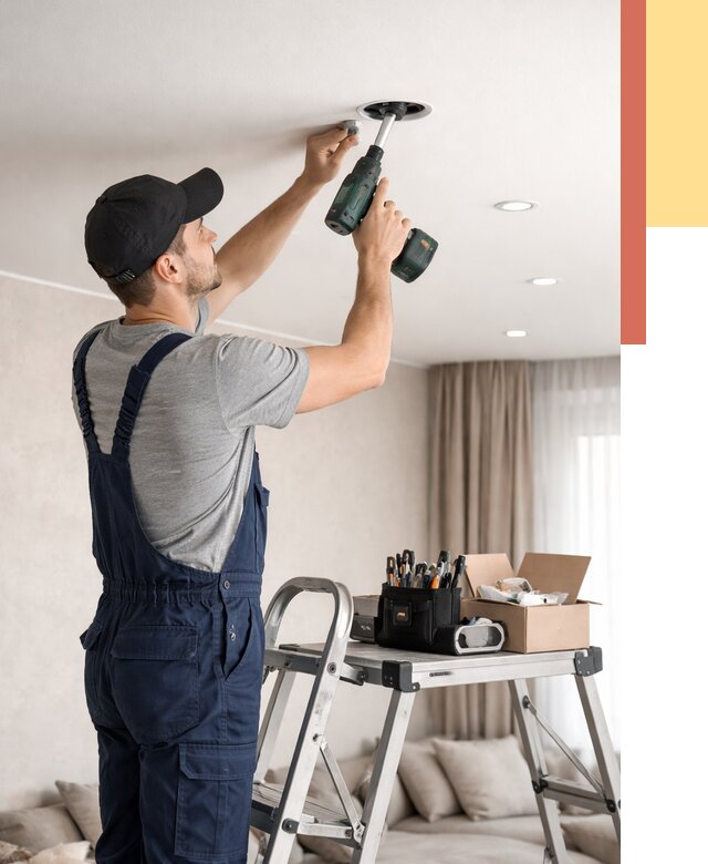 Установка и монтаж точечных светильников в натяжной потолок в Нягани от 1833 руб. | ОТДЕЛОЧНИК-Нга