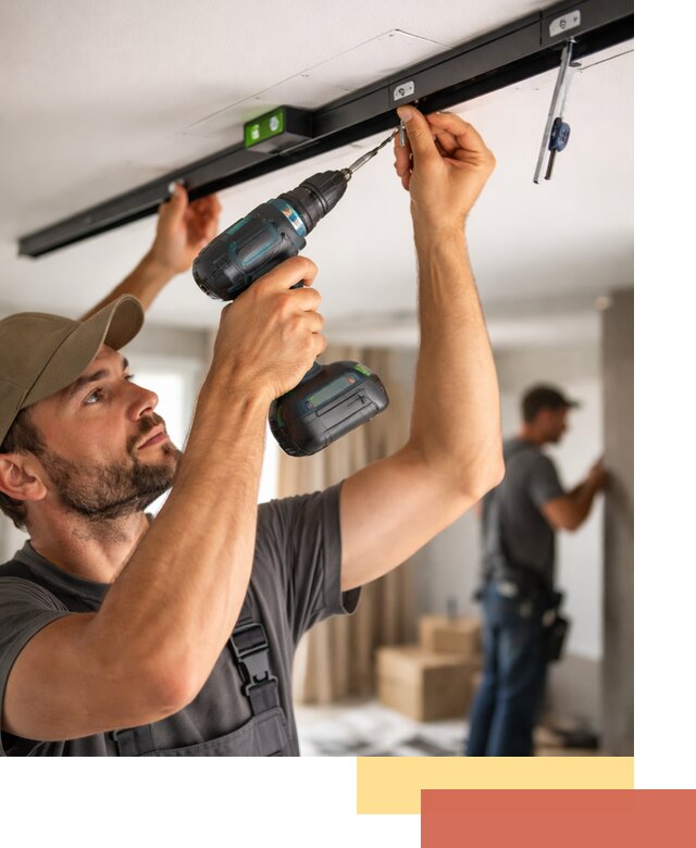 Установка трековых светильников в натяжной потолок в Нягани