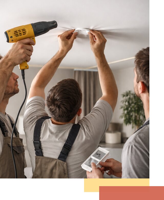 Ремонт прокола полотна натяжного потолка в Нягани