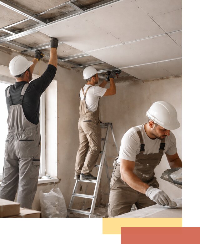 Одноуровневый потолок из гипсокартона в Нягани — монтаж и отделка