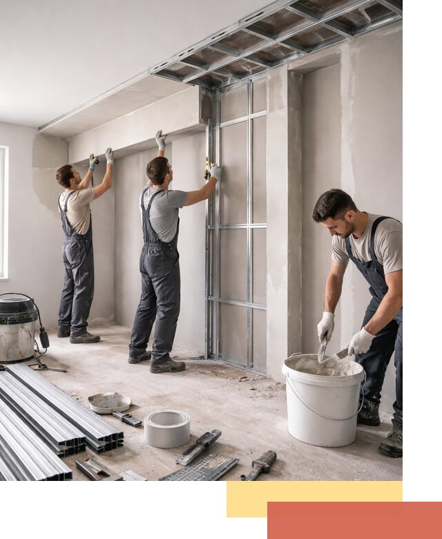 Монтаж потолка из гипсокартона с нишей в Нягани