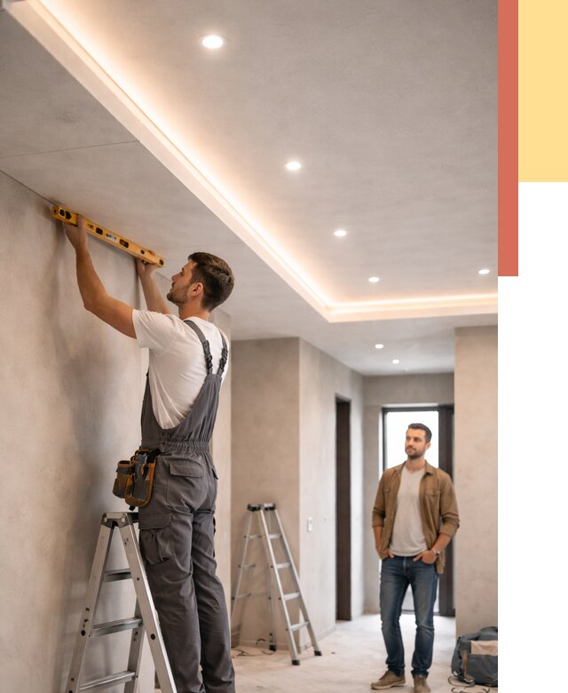 Потолок из гипсокартона с подсветкой в Нягани от 764 руб./м2 под ключ | ОТДЕЛОЧНИК-Нга