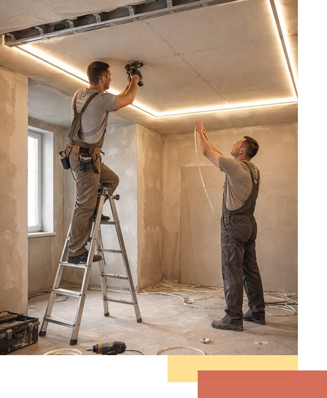 Потолок из гипсокартона с подсветкой в Нягани