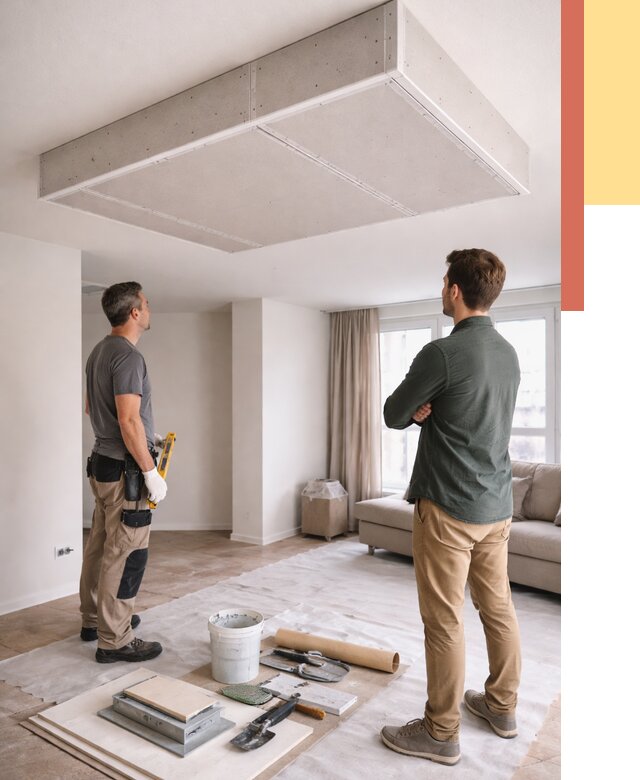 Короб на потолке из гипсокартона в Нягани от 2241 руб. — монтаж и услуги под ключ | ОТДЕЛОЧНИК-Нга