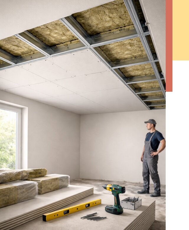 Звукоизоляция потолка ГКЛ в Нягани от 968 руб. — монтаж под ключ | ОТДЕЛОЧНИК-Нга