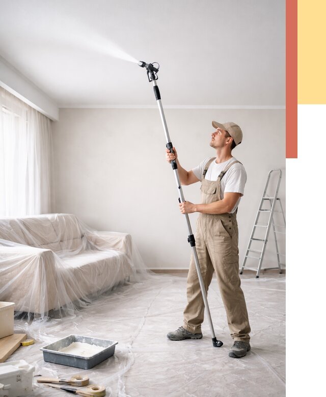 Покраска потолка краскопультом в Нягани от 4584 руб. быстро и недорого | ОТДЕЛОЧНИК-Нга