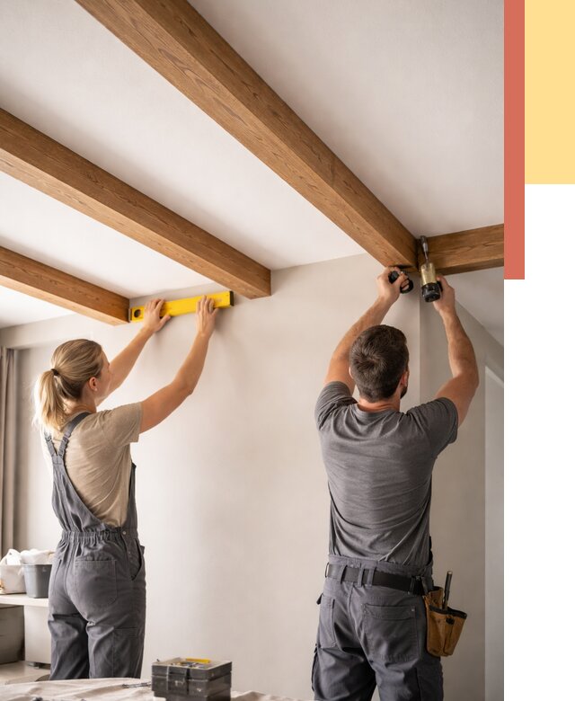 Монтаж декоративных балок на потолок в Нягани от 4278 руб. — ОТДЕЛОЧНИК-Нга